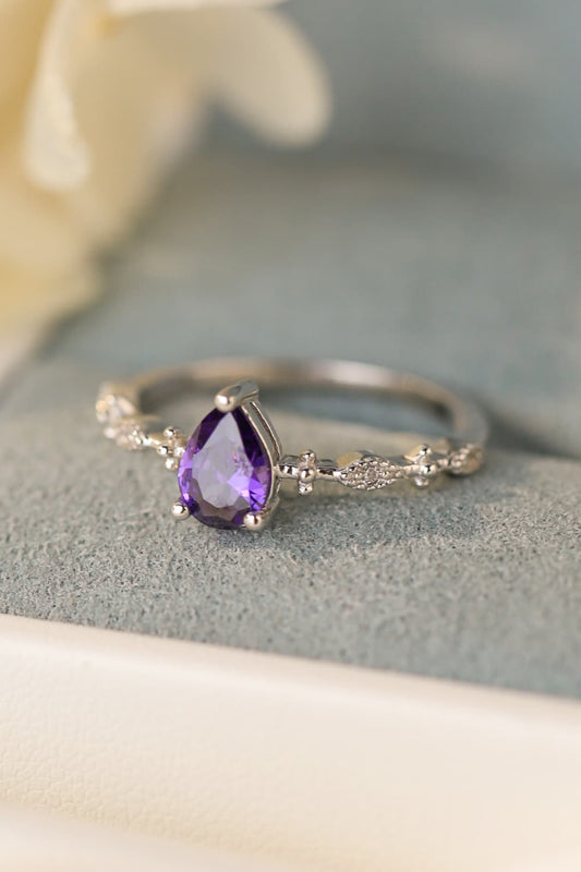 Amethyst Sterling Silver Ring - Ivory Lane Boutique & Co.