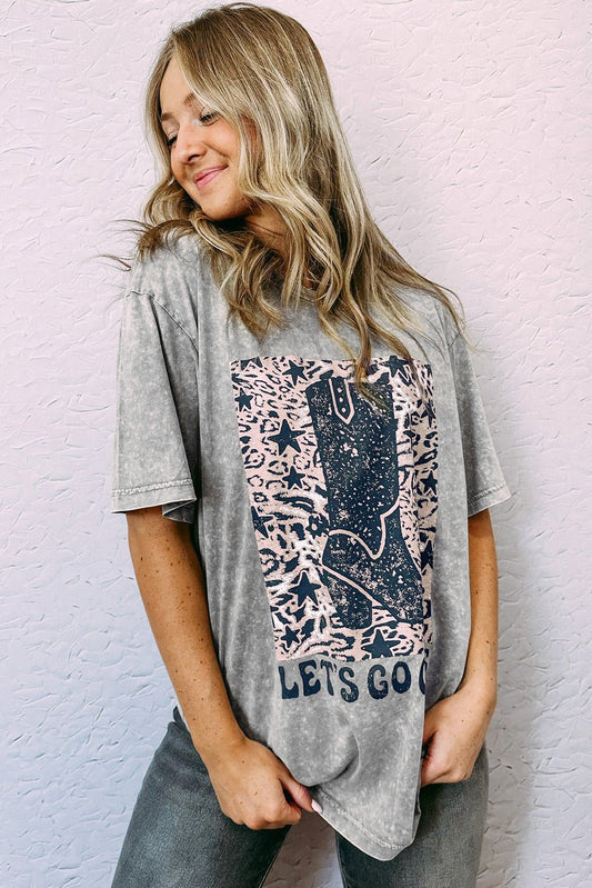 LETS GO GIRLS Cowboy Boots Graphic Tee - Ivory Lane Boutique & Co.