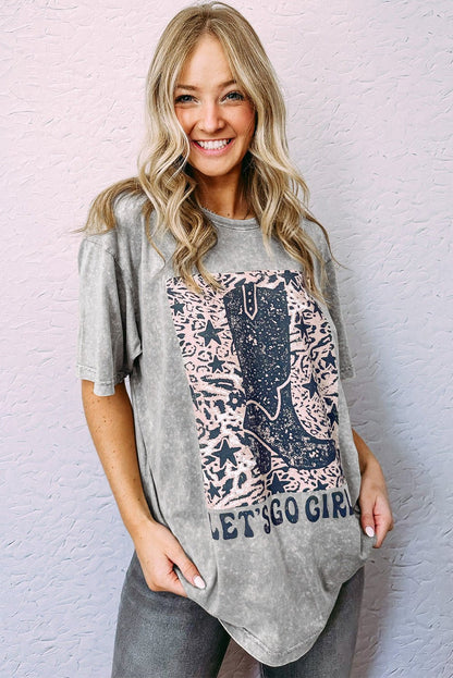 LETS GO GIRLS Cowboy Boots Graphic Tee - Ivory Lane Boutique & Co.